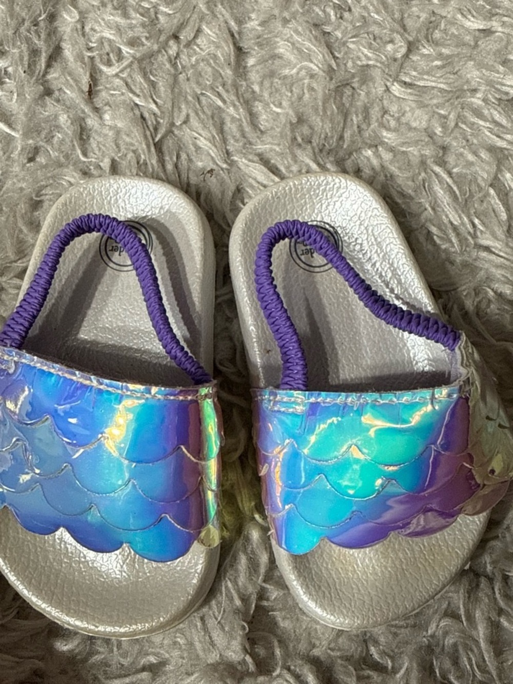 wonder nation Purple Iridescent Mermaid-Scale Slide Sandals